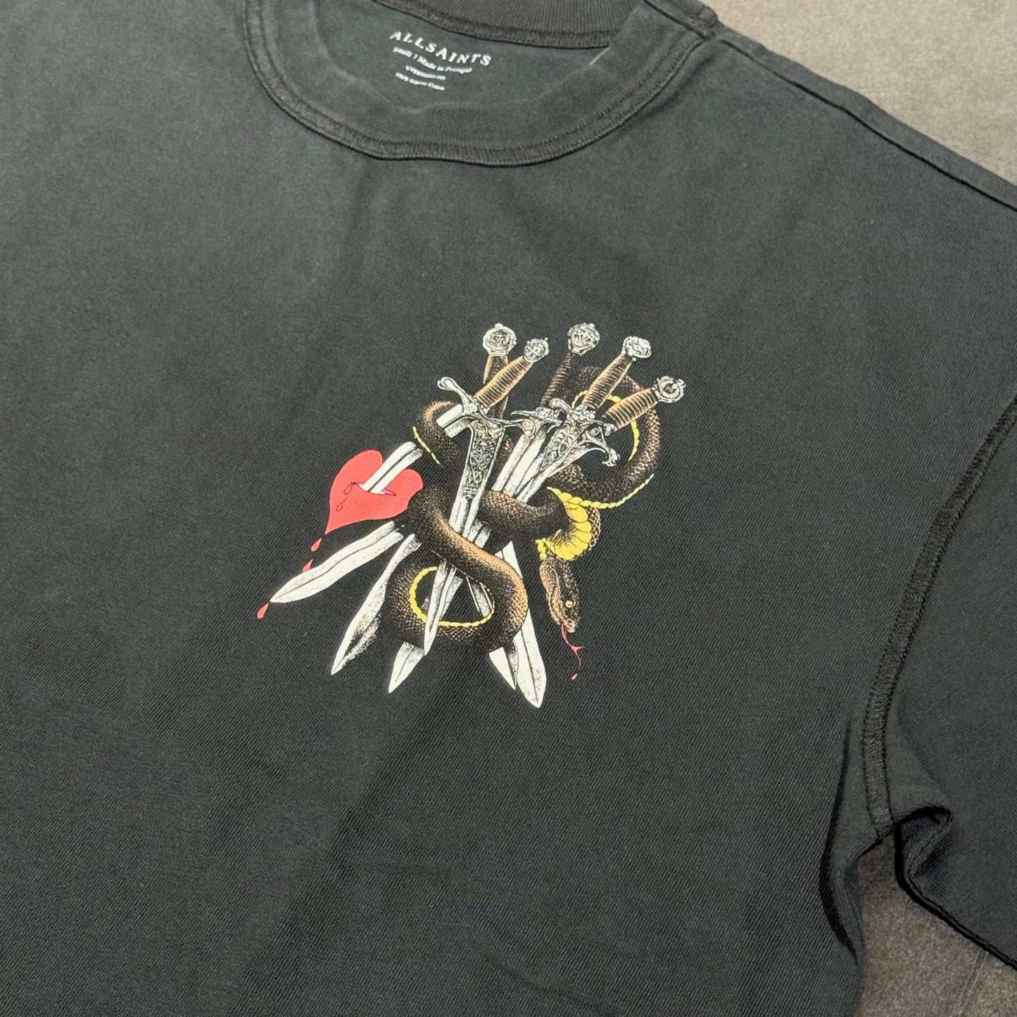 All Saints Serrate Graphic Tee - Washed Black
