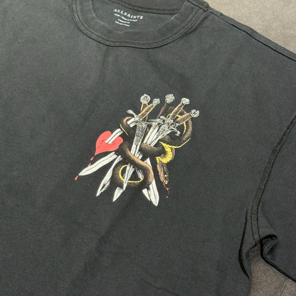 All Saints Serrate Graphic Tee - Washed Black