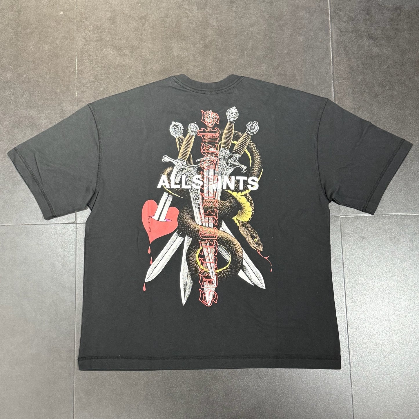 All Saints Serrate Graphic Tee - Washed Black