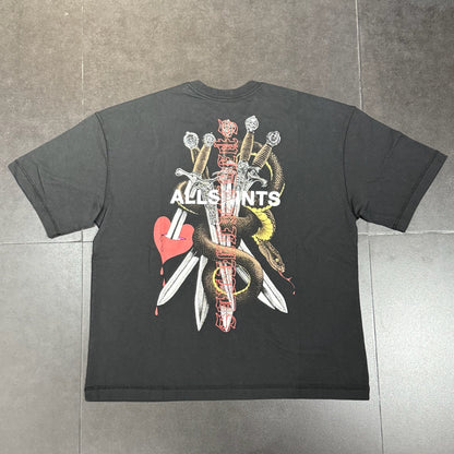 All Saints Serrate Graphic Tee - Washed Black