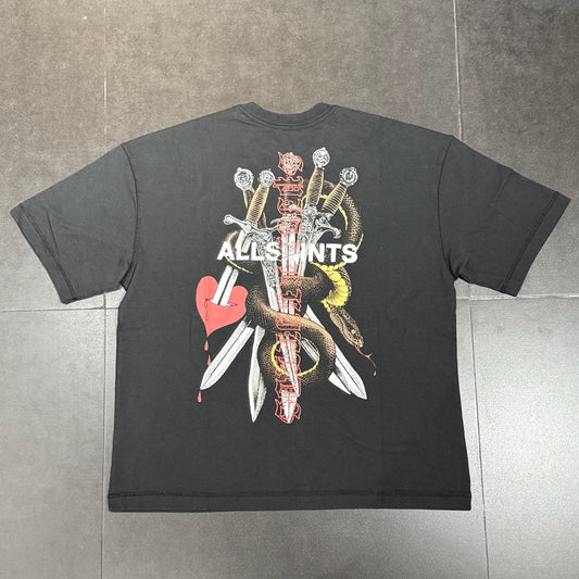 All Saints Serrate Graphic Tee - Washed Black