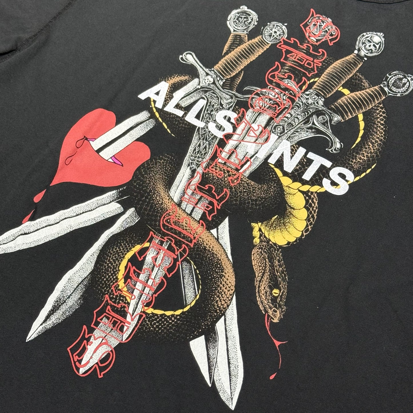 All Saints Serrate Graphic Tee - Washed Black