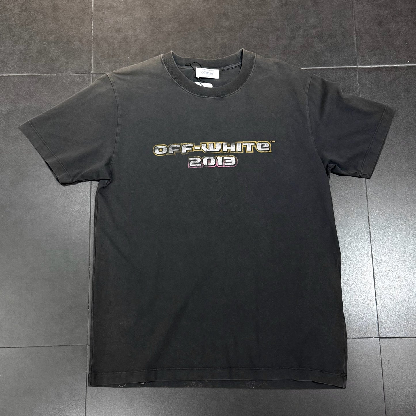 Off White Logo Print Tee - Charcoal