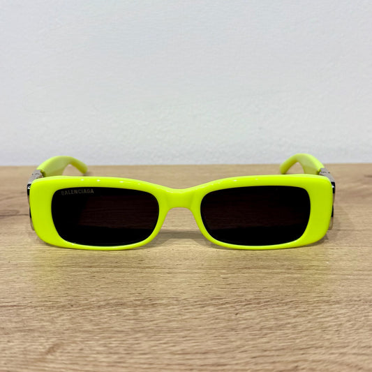 Balenciaga Square Rectangle Sunglasses - Yellow & Silver
