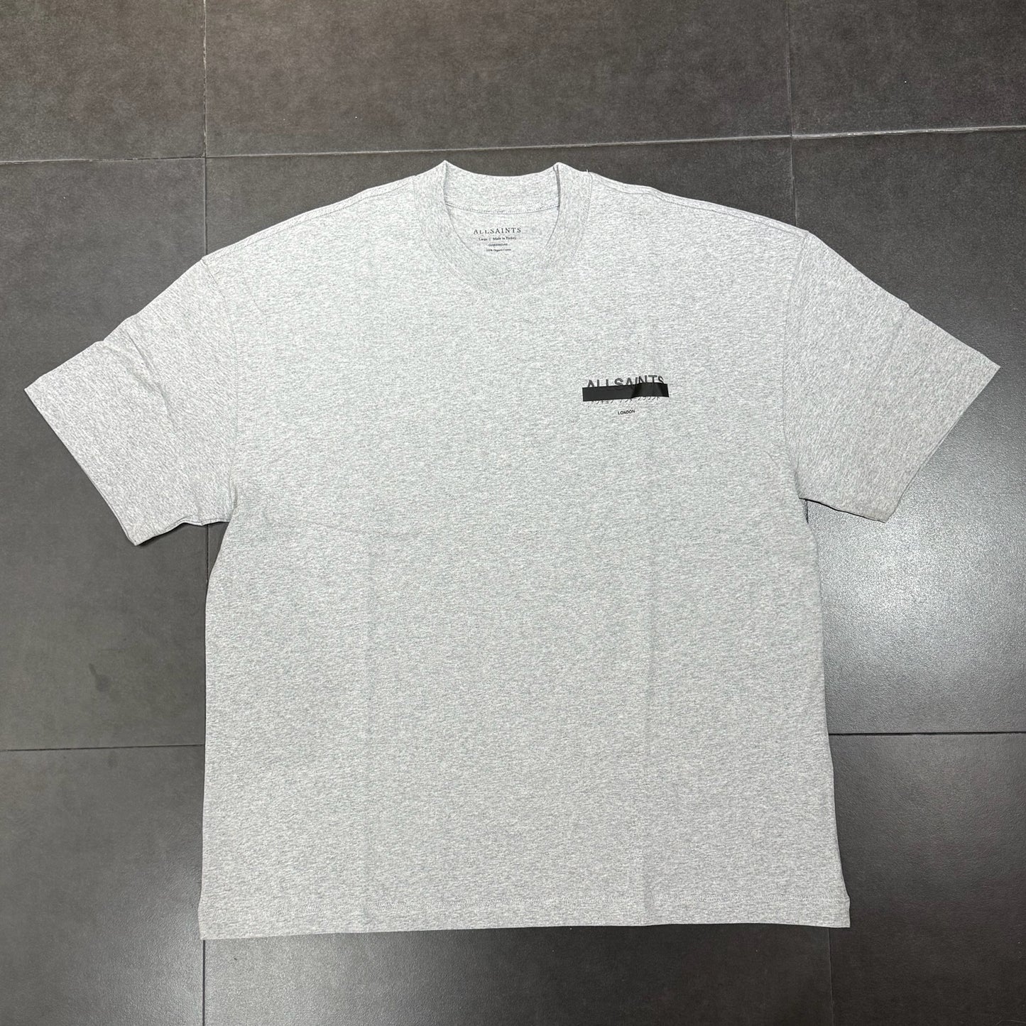 AllSaints Redact Embroidered Logo Tee - Grey