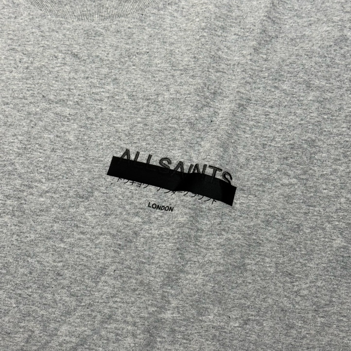 AllSaints Redact Embroidered Logo Tee - Grey