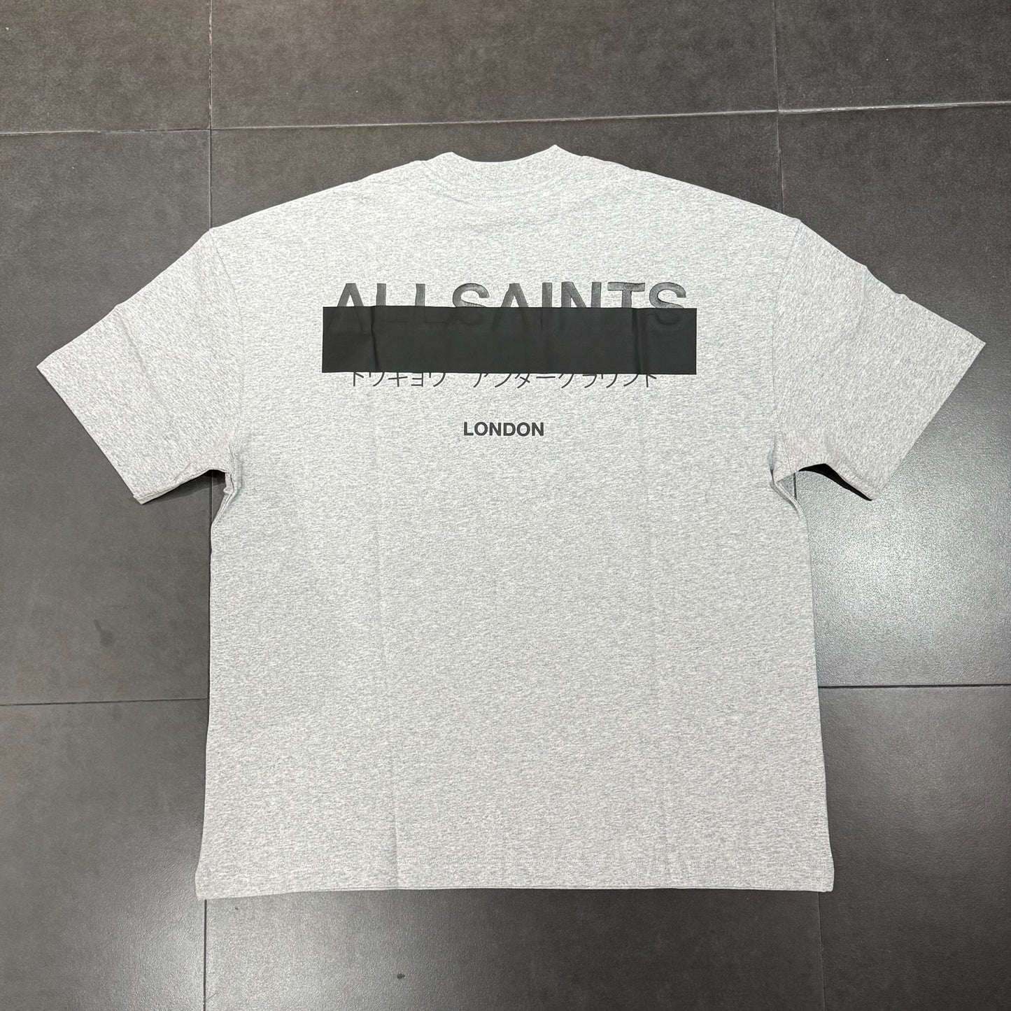 AllSaints Redact Embroidered Logo Tee - Grey