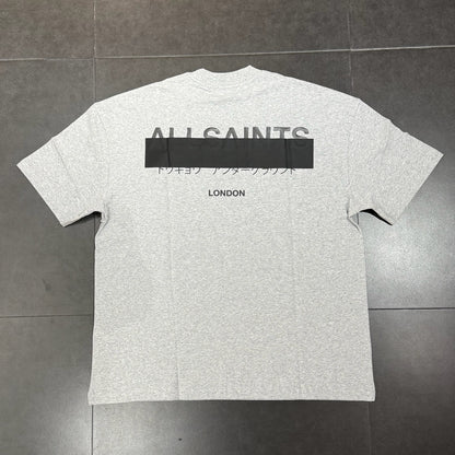 AllSaints Redact Embroidered Logo Tee - Grey
