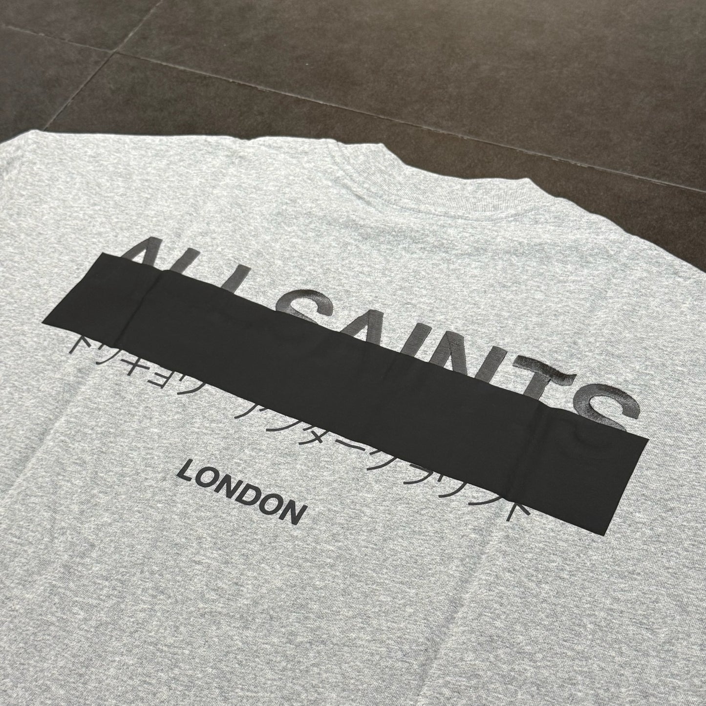 AllSaints Redact Embroidered Logo Tee - Grey