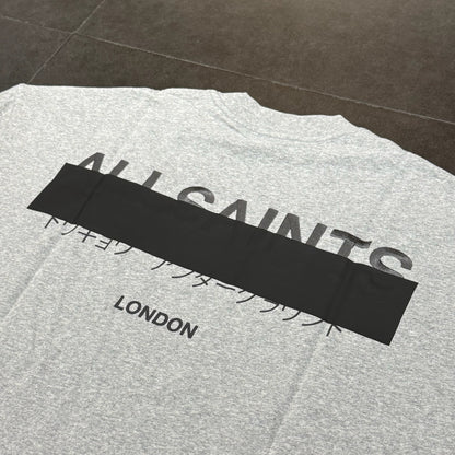AllSaints Redact Embroidered Logo Tee - Grey