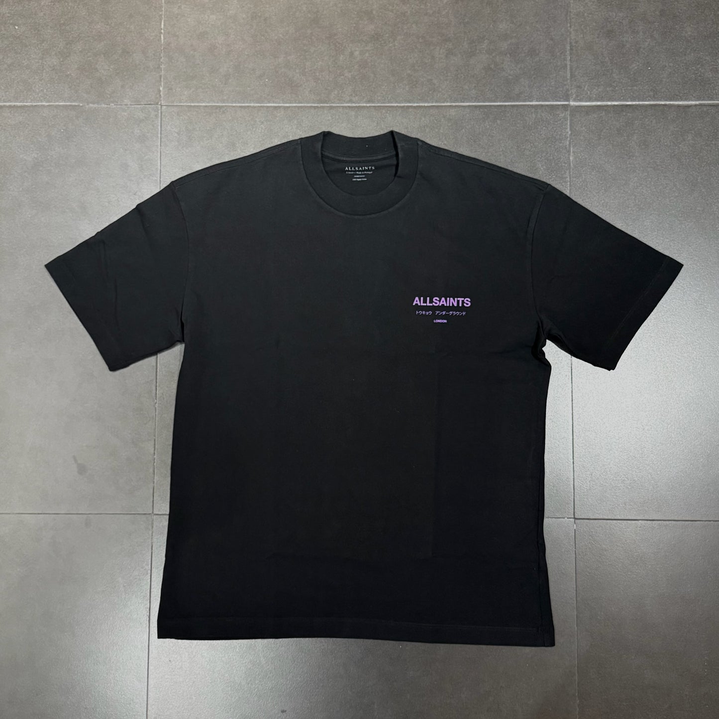 AllSaints Underground Tee - Jet Black & Purple