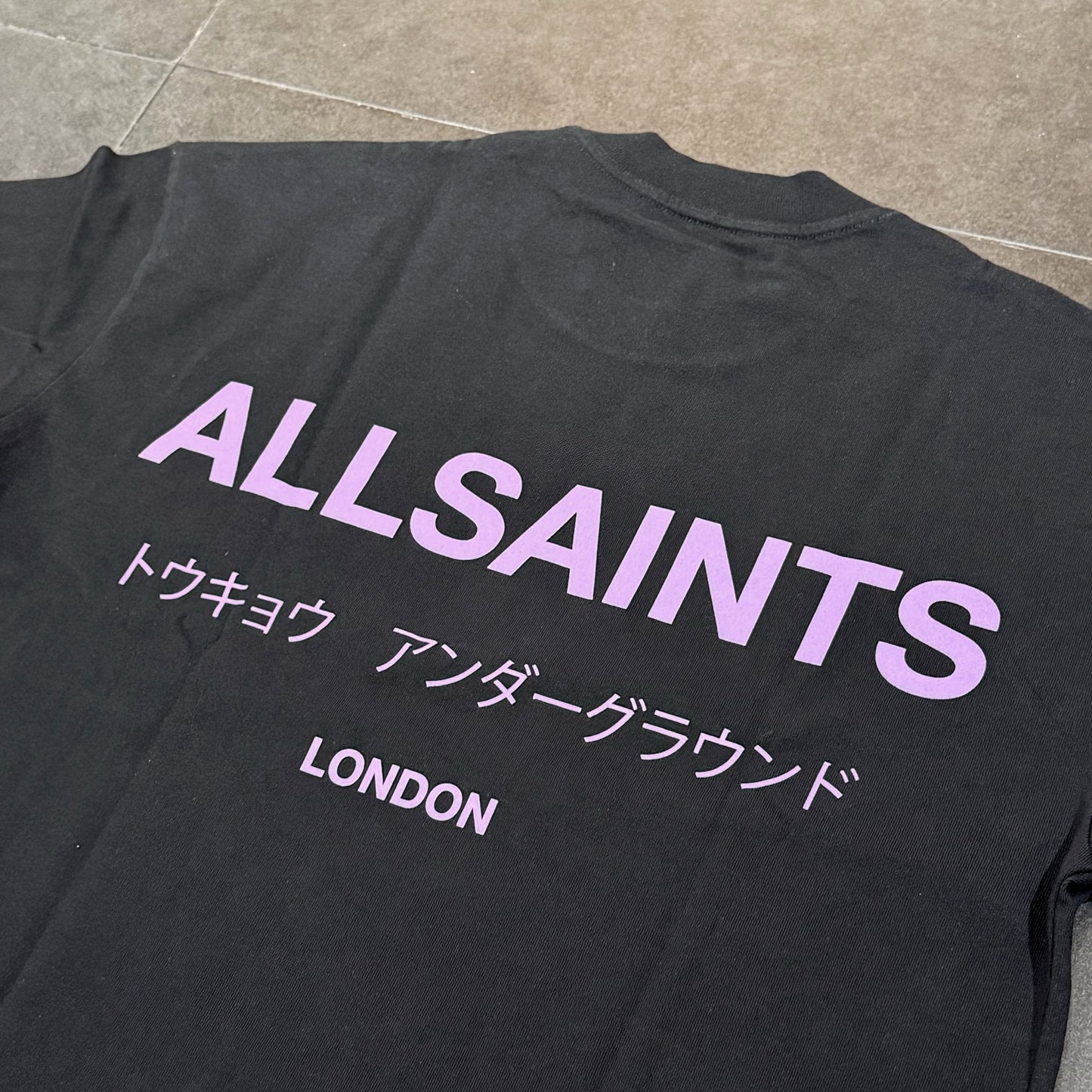AllSaints Underground Tee - Jet Black & Purple