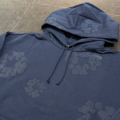 Denim Cotton Wreath Hoodie - Navy