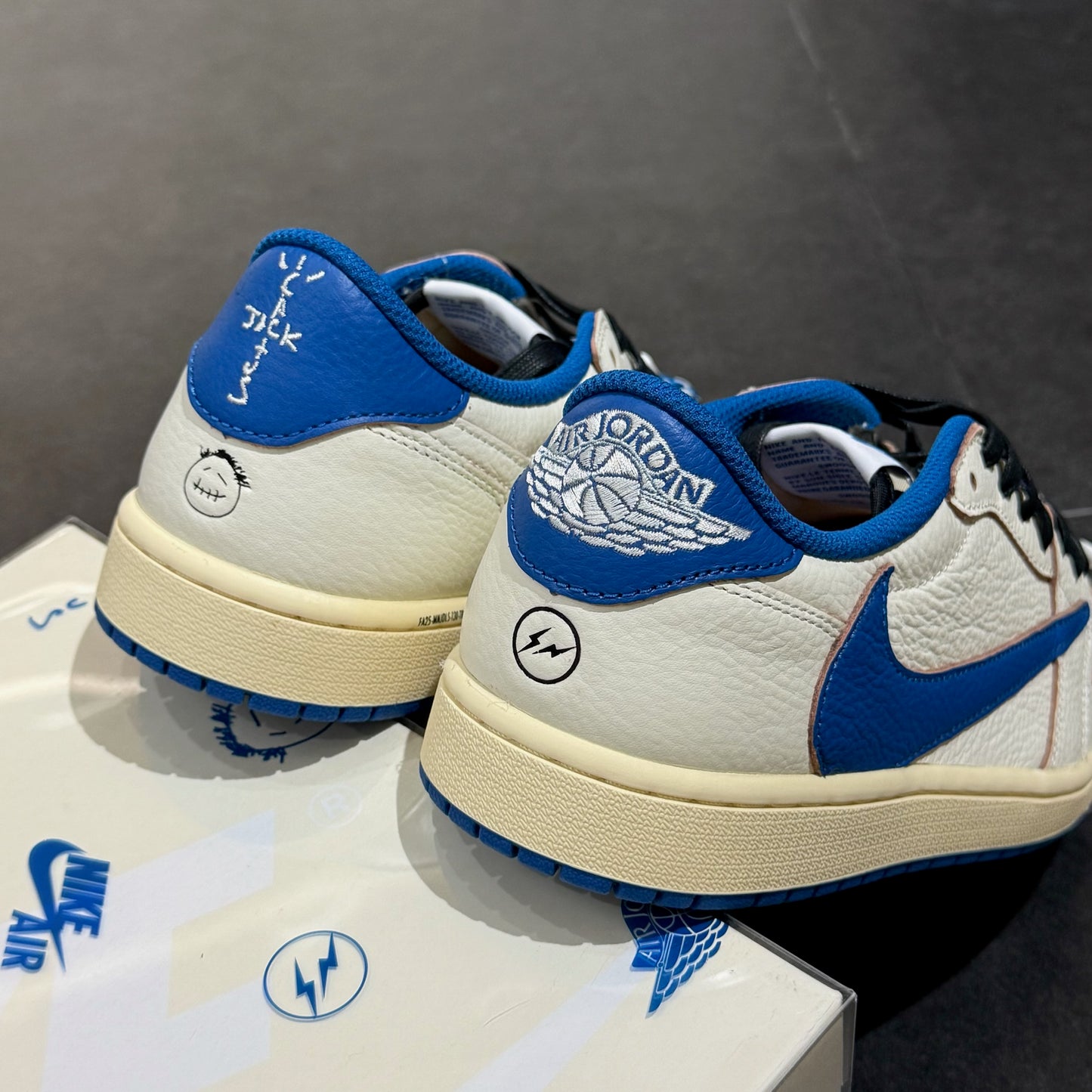 Jordan 1 Low x Travis Scott x Fragment - Sail Military Blue