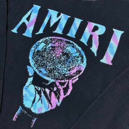 Amiri Crystal Ball Logo Intarsia Cashmere Sweater - Black