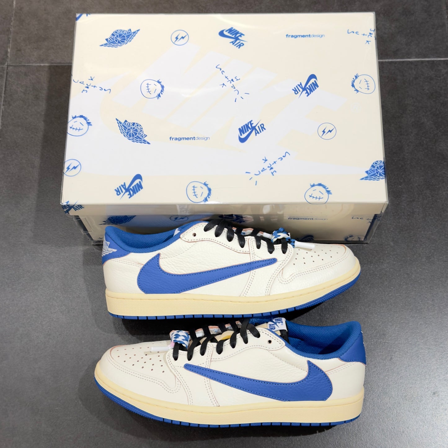 Jordan 1 Low x Travis Scott x Fragment - Sail Military Blue