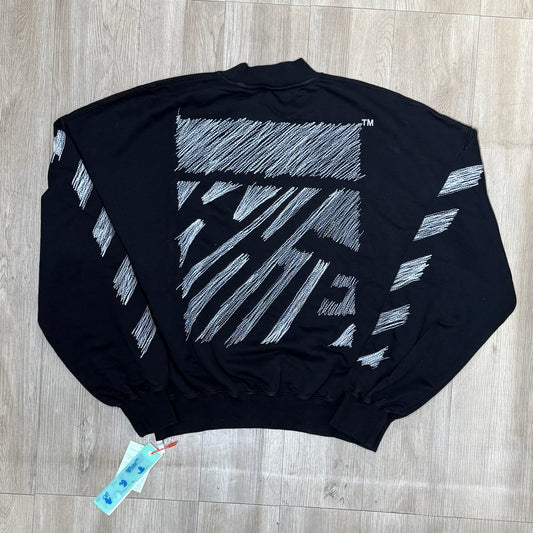 Off White Scribble Diag Boxy Crewneck - Black