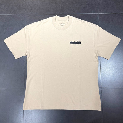 AllSaints Redact Oversized Embroidered Logo Tee - Sunset Brown