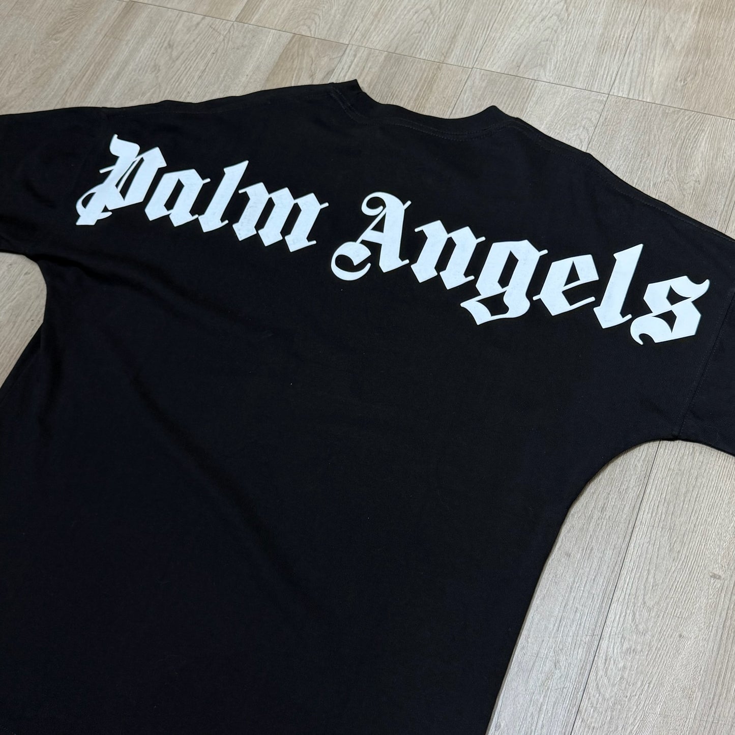 Palm Angels Logo Print Cotton Tee - Black