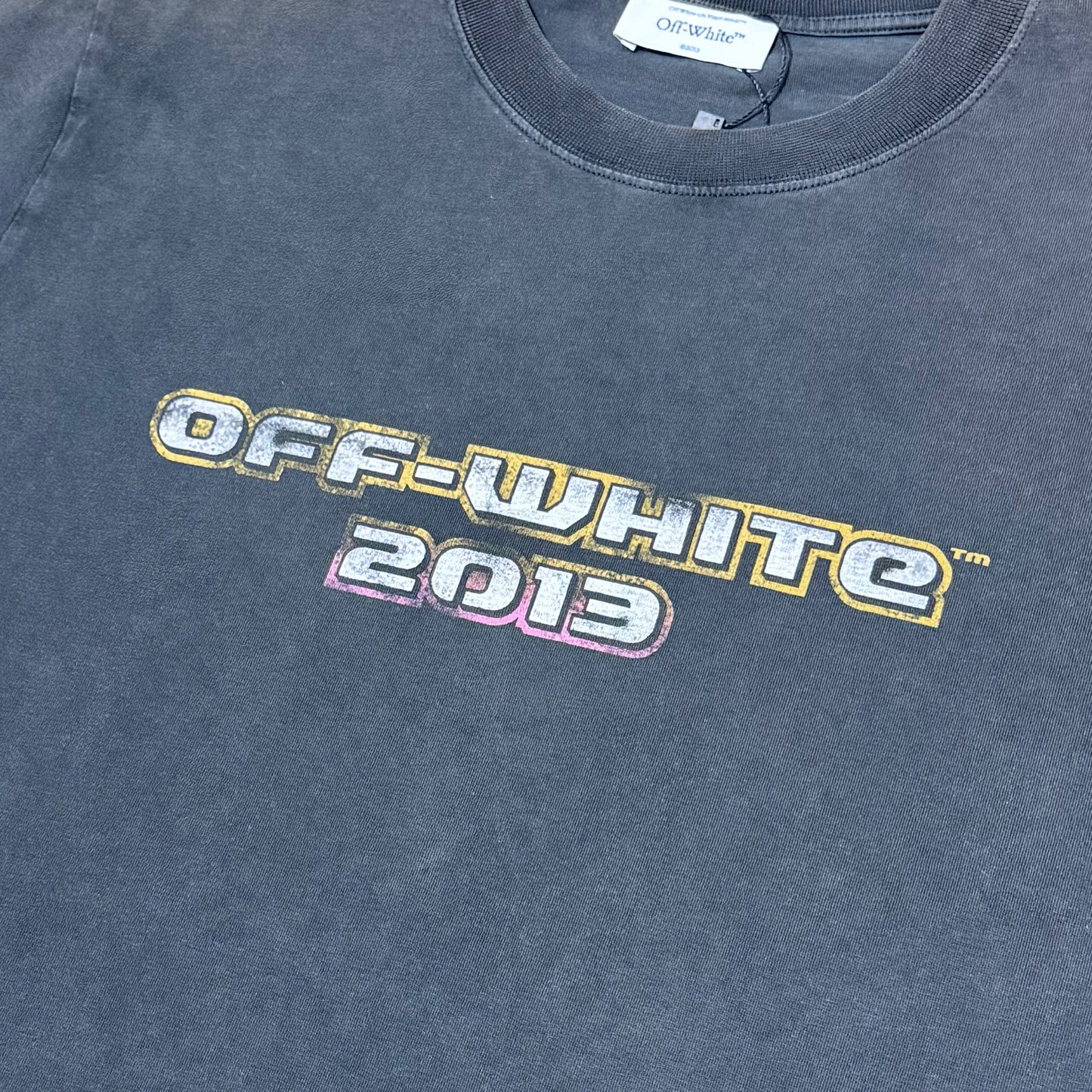 Off White Logo Print Tee - Charcoal