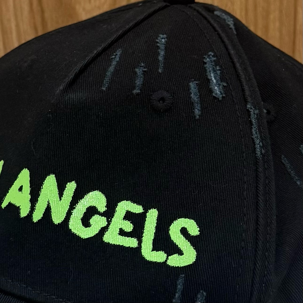 Palm Angels Distressed Printed Cap - Black & Green