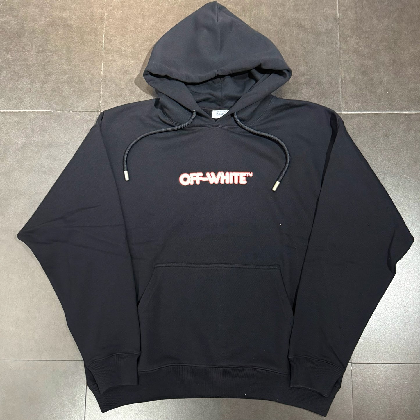 Off White Round Logo Skate Hoodie - Black