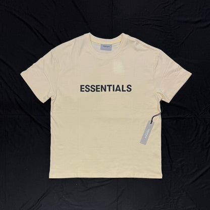 Essentials Boxy Silicone Logo Tee - Buttercream