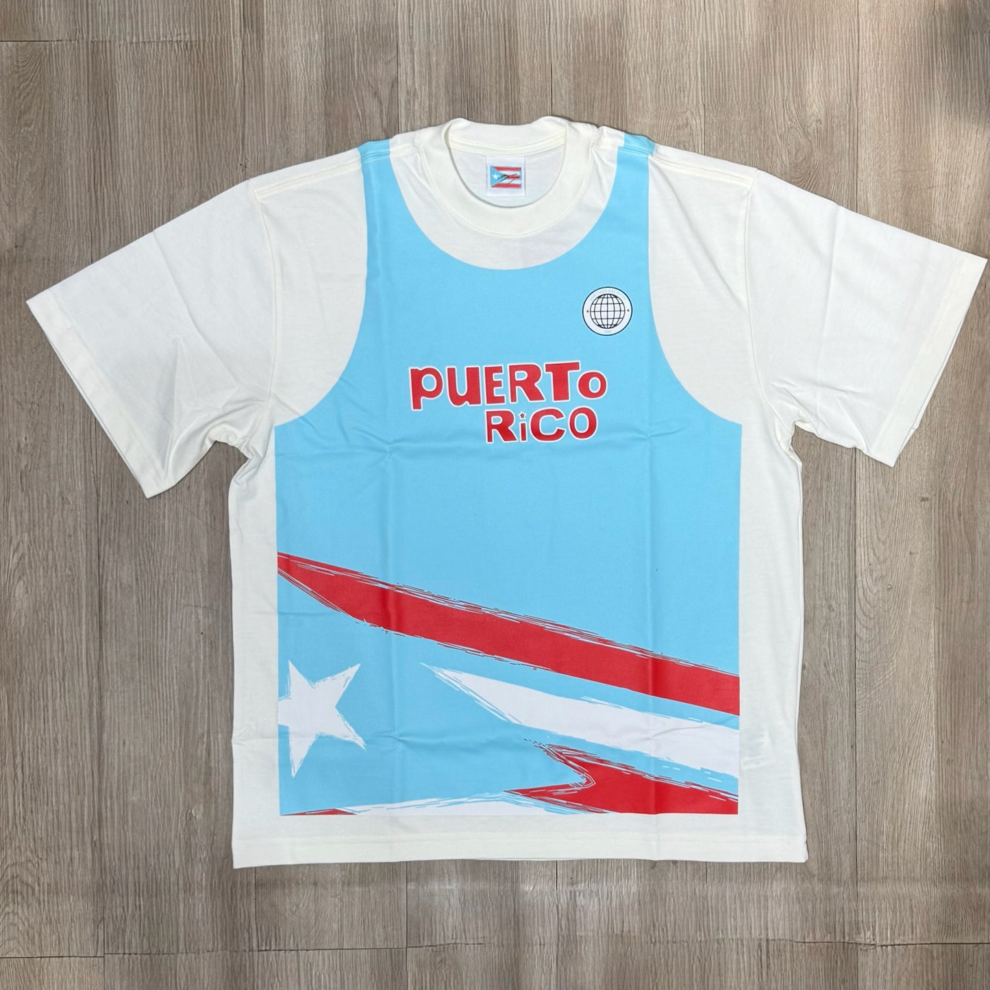 Bad Bunny Merch Puerto Rico Jersey Tee - White & Blue