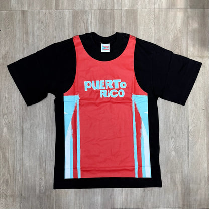 Bad Bunny Merch Puerto Rico Jersey Tee - Black & Red