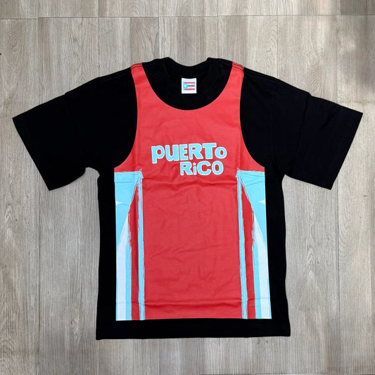 Bad Bunny Merch Puerto Rico Jersey Tee - Black & Red