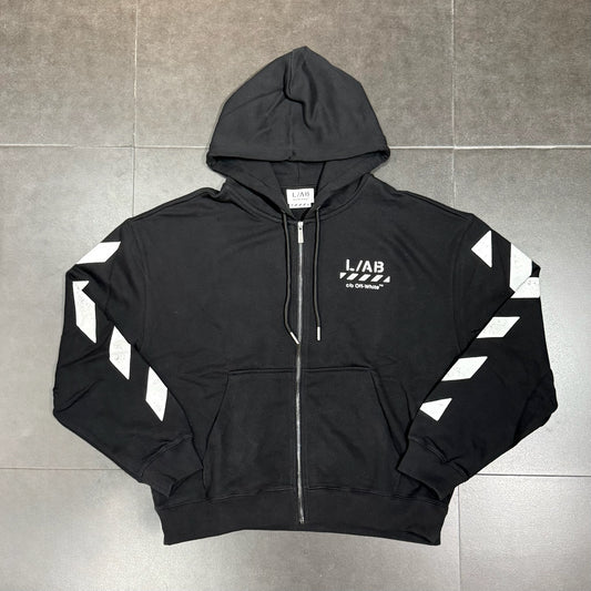 Off-White L/AB Diagonal Zip Hoodie - Black