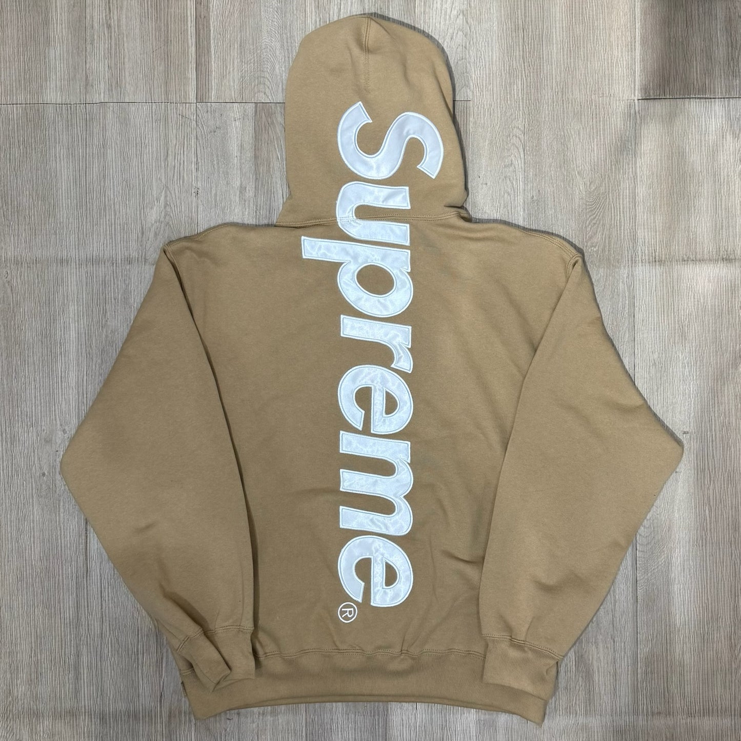 Supreme Satin Applique Hoodie - Light Tan