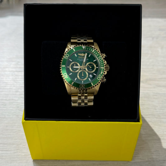 Invicta Pro Diver Titan Watch 43mm Steel - Gold & Green