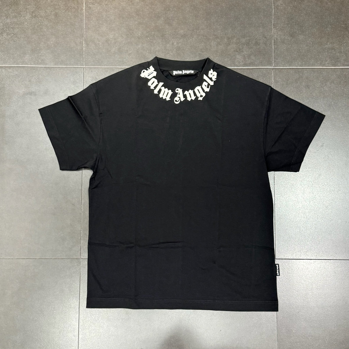 Palm Angels Neck Logo Tee - Black & White