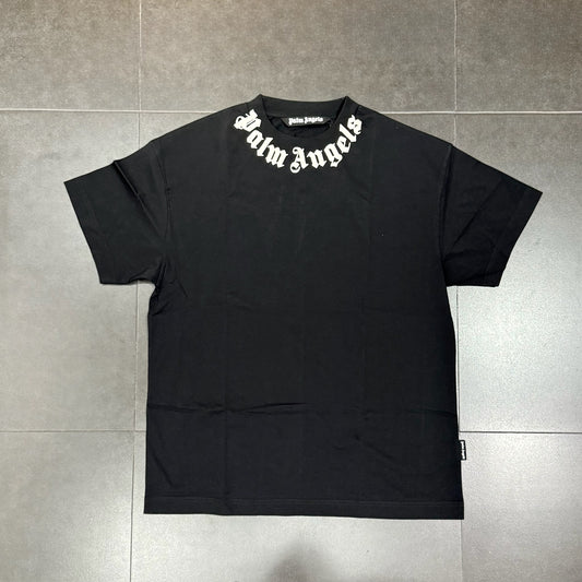 Palm Angels Neck Logo Tee - Black & White