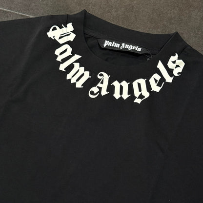 Palm Angels Neck Logo Tee - Black & White
