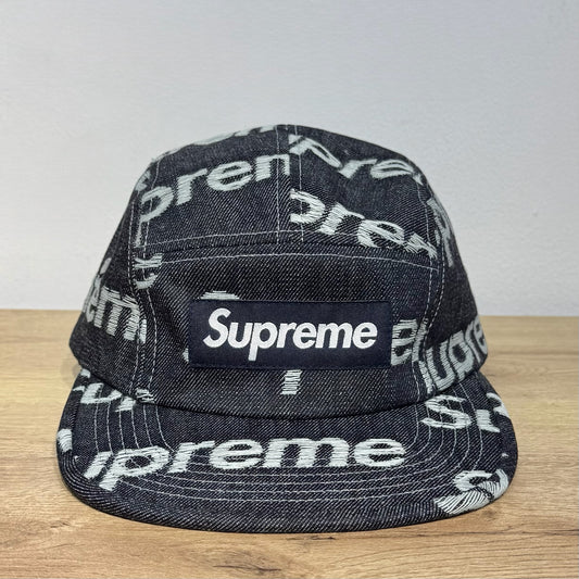 Supreme Jacquard Logos Denim Cap - Rigid Indigo
