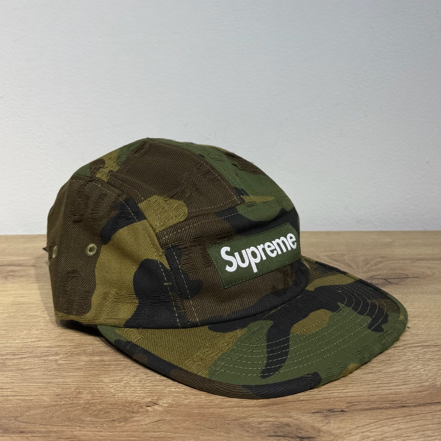 Supreme Jacquard Logos Denim Cap - Woodland Camo