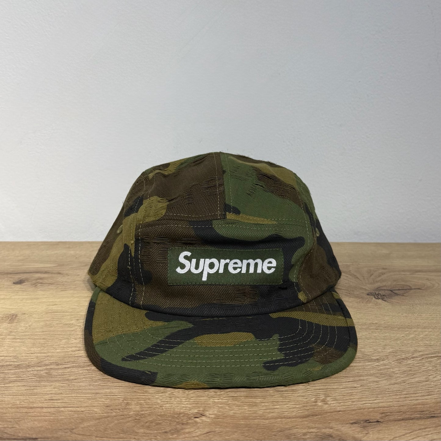 Supreme Jacquard Logos Denim Cap - Woodland Camo