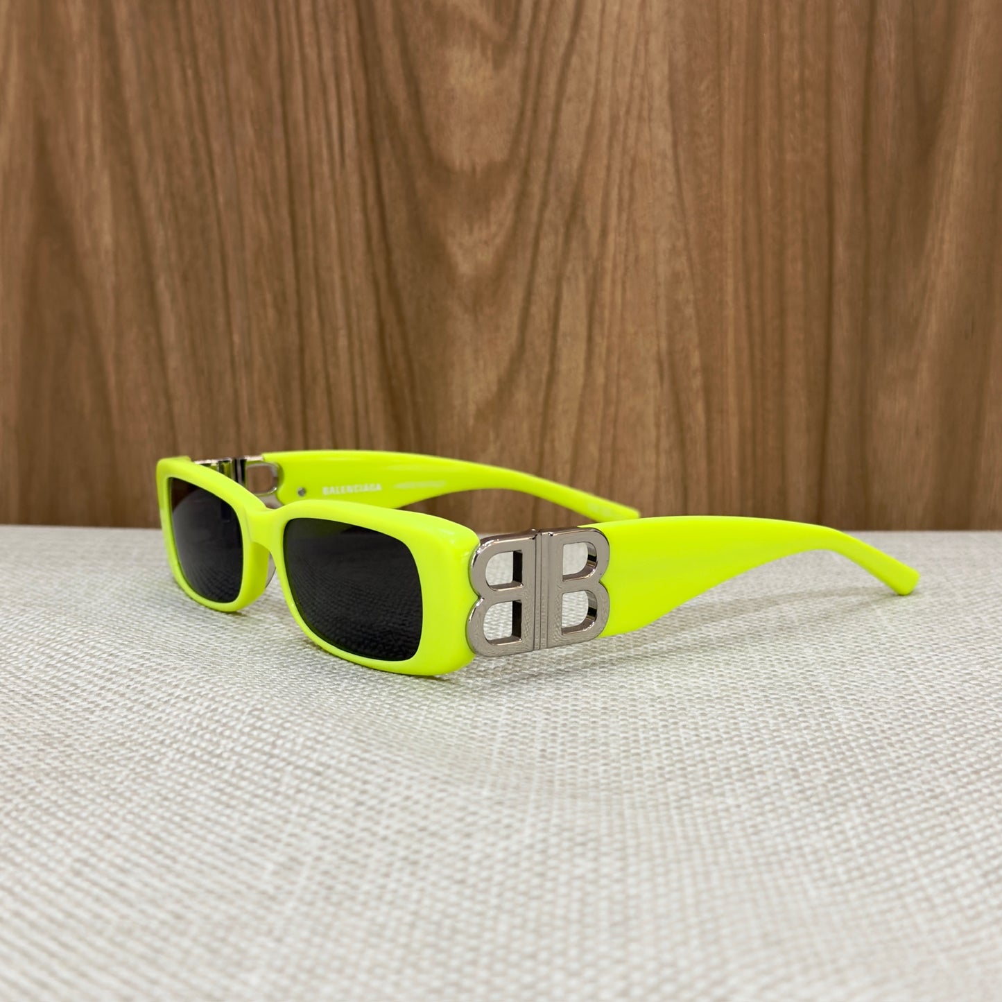 Balenciaga Square Rectangle Sunglasses - Yellow & Silver