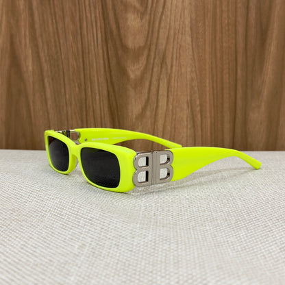 Balenciaga Square Rectangle Sunglasses - Yellow & Silver