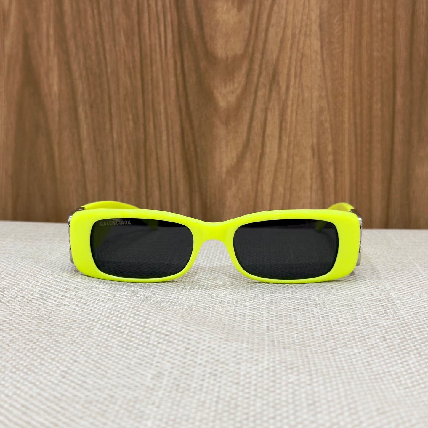 Balenciaga Square Rectangle Sunglasses - Yellow & Silver