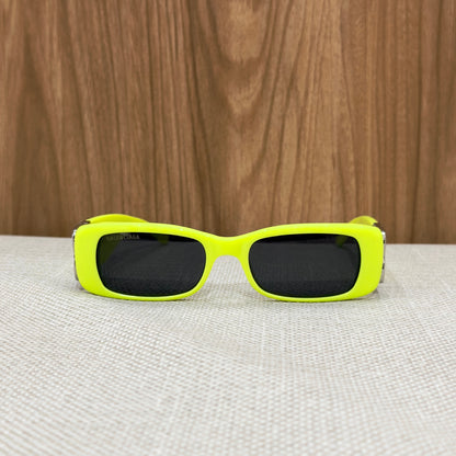 Balenciaga Square Rectangle Sunglasses - Yellow & Silver