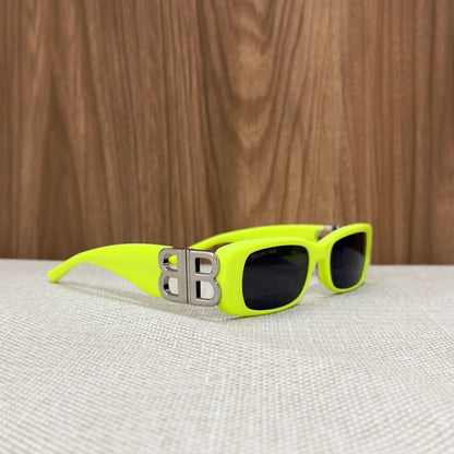 Balenciaga Square Rectangle Sunglasses - Yellow & Silver