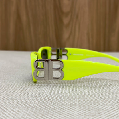 Balenciaga Square Rectangle Sunglasses - Yellow & Silver