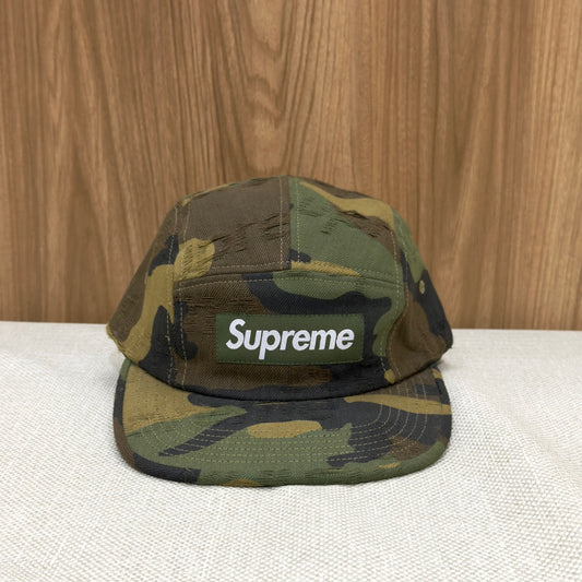Supreme Jacquard Logos Denim Cap - Woodland Camo