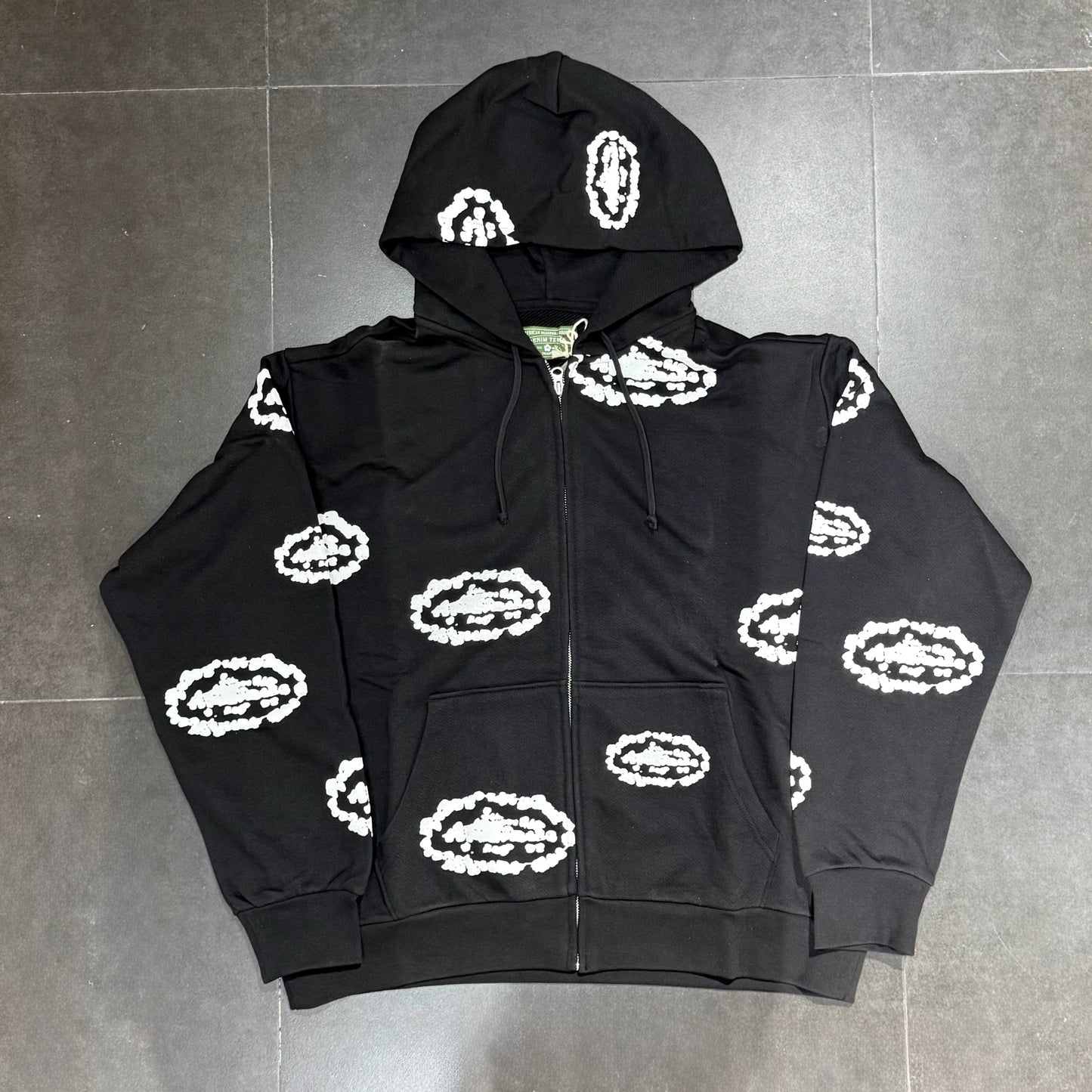 Denim Tears x Corteiz Island Wreath Zip Hoodie - Black