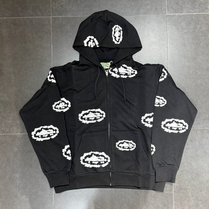 Denim Tears x Corteiz Island Wreath Zip Hoodie - Black