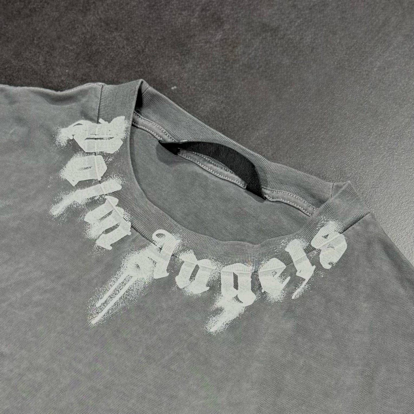 Palm Angels Neck Logo Regular Tee - Dark Grey