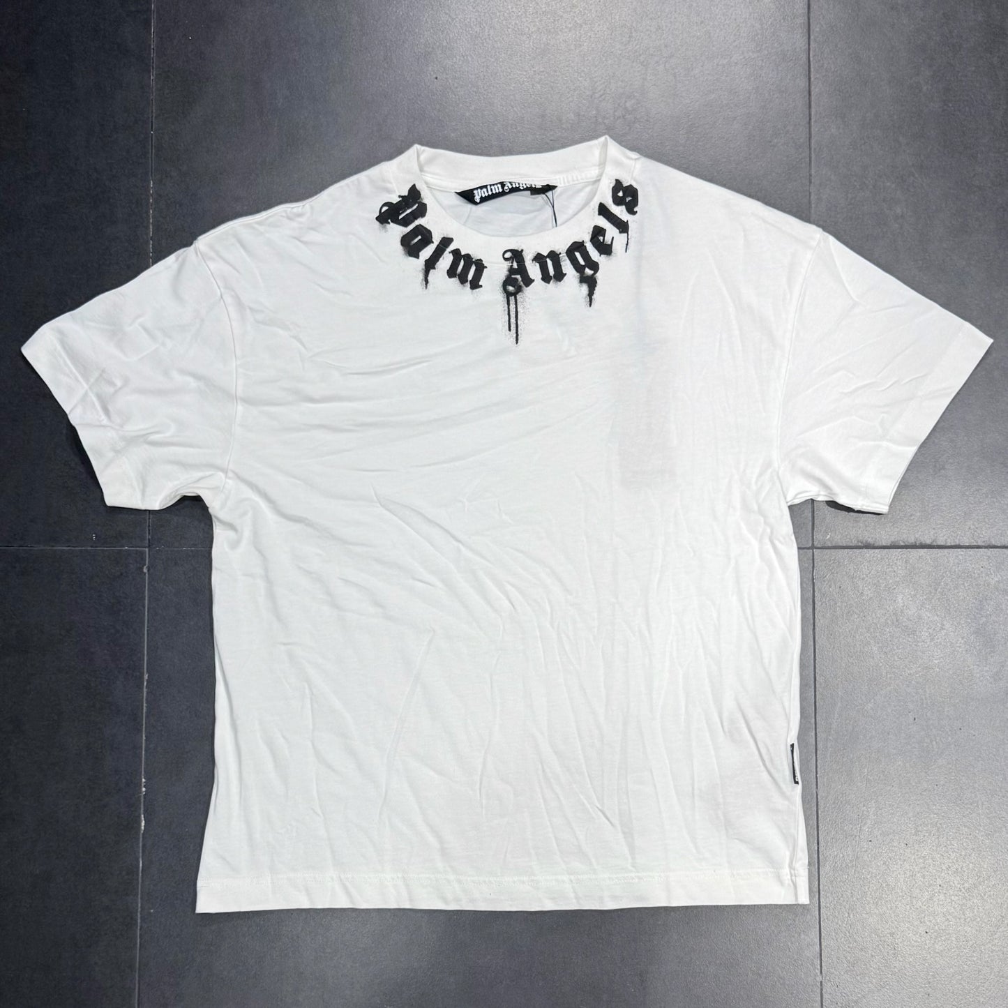 Palm Angels Neck Logo Regular Tee - White